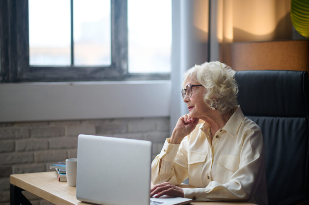 elder using laptop